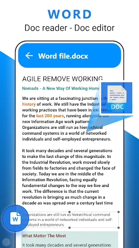 All Documents Reader Word doc viewer interface showing docx file content with text display