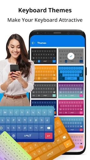 Keyboard Themes selection screen displaying multiple colorful theme options for customizing keyboard appearance