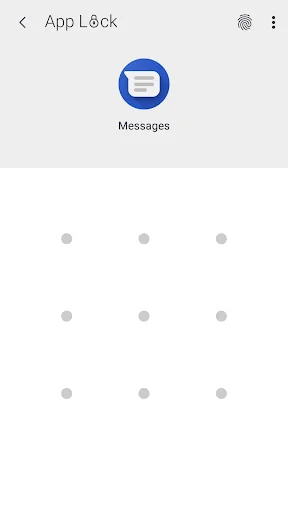 App Lock pattern unlock screen for Messages app with 9-dot grid for drawing security pattern