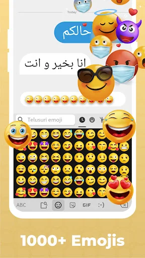 Emoji picker with 1000+ emojis, search function, and extensive smile face collection