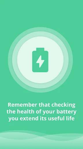 Battery health tips screen with circular icon design explaining how checking battery extends device battery life and longevity
