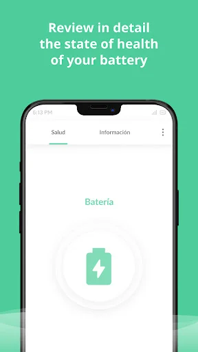 Battery Health & Life Checker main interface with detailed battery status, health review, and status information display