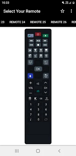 Compact BPL TV remote showing numeric keypad, arrow navigation, volume and channel selectors, and multiple function buttons