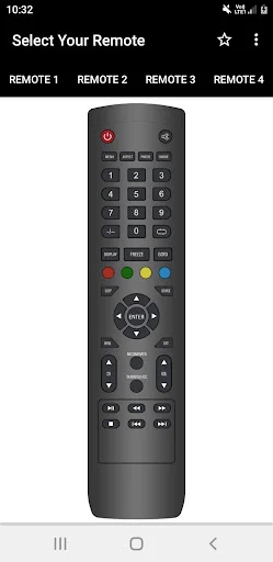 REMOTE 1: Basic BPL TV remote with power button, numeric keypad, directional navigation, colored buttons, and media controls