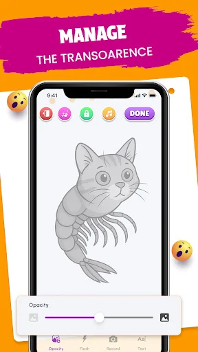 Transparency and opacity adjustment controls for refining meme artwork details and visual effects