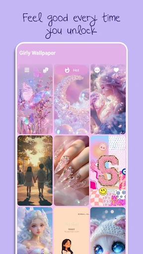 Cute Wallpapers for Girls app gallery showing aesthetic wallpaper collection for smartphone personalization