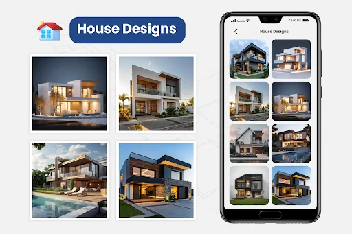 House designs gallery showcasing modern residential architecture and contemporary home exterior design photos and layout options