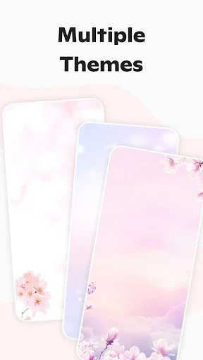 Multiple theme options for ovulation tracker app displaying pink, purple, and lavender color schemes with floral designs