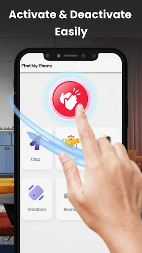 Easy device activation by tapping central red button to quickly enable Find My Device location and alert features