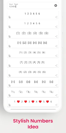 Stylish Numbers formatter showing numeric variations displayed in different decorative formats with symbols