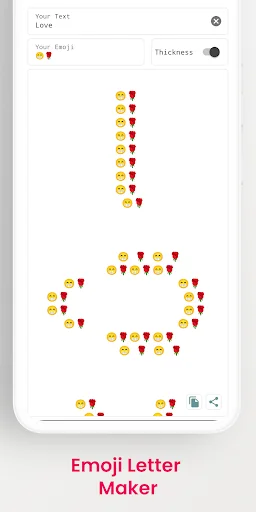 Emoji Letter Maker tool arranging smiley faces and hearts to create letter patterns and text designs