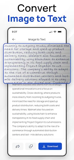 Image to text converter app extracting handwritten or printed text from images for text conversion