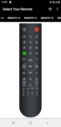Intex TV remote REMOTE 14 compact remote design with power button, number pad, and navigation controls for TV operation