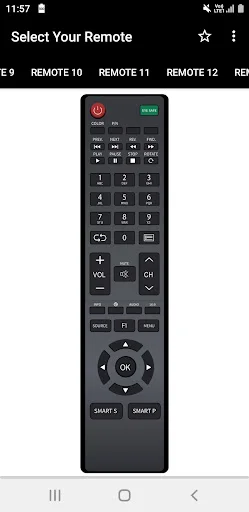Intex TV remote REMOTE 10 full-featured with number pad, volume controls, channels, SMART buttons and navigation pad
