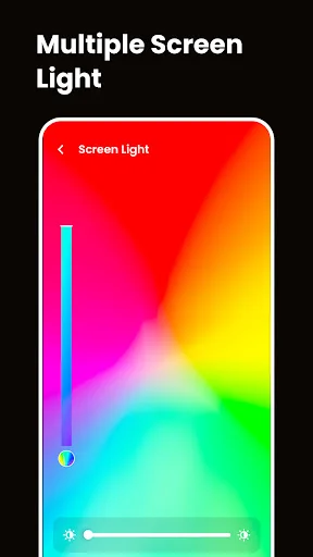 Screen light color picker interface displaying full spectrum gradient with brightness slider for customizable torch light colors