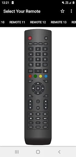 Complete Lloyd remote control layout with numeric keypad 0-9, full directional navigation, colored buttons, media controls, and extended functions