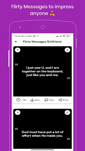 Flirty messages to impress with romantic keyboard-themed quotes and dark background message cards