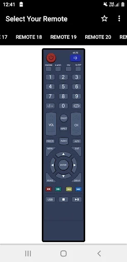 Onida TV Remote 18 featuring red power button, numeric keypad, directional controls, and colored app buttons at bottom