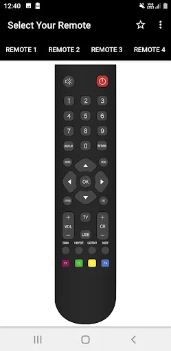 Onida TV Remote 2 with red power button, number pad 1-9, navigation arrows, and colored function buttons at bottom