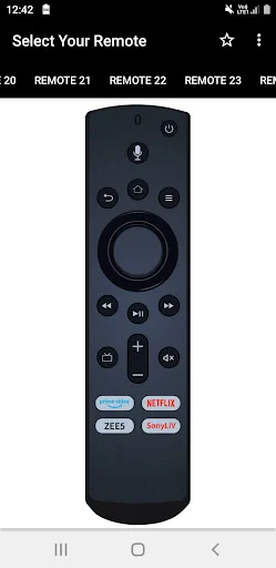 Onida TV Remote 21 featuring power button, microphone control, circular navigation pad, Netflix and Zee streaming service buttons