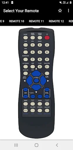 Onida TV Remote 10 with multiple circular buttons, numeric keypad 1-9, blue directional pad, and various function buttons