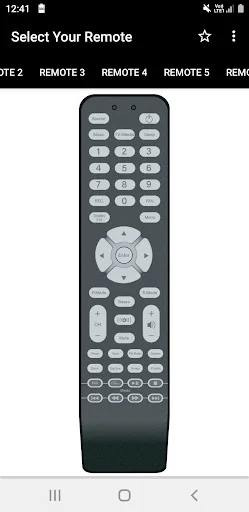 Onida TV Remote 3 smartphone app showing numeric buttons, directional navigation pad, and multiple TV control functions