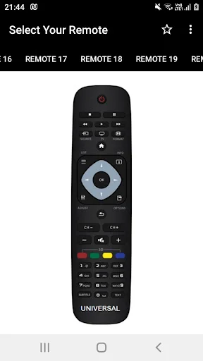 Select Your Remote showing universal black Philips TV remote control model for all TV compatibility