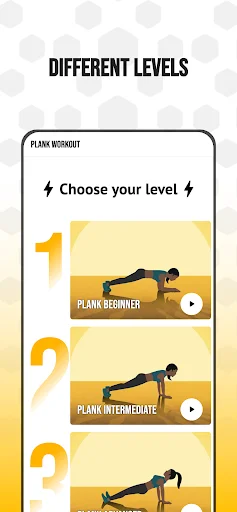 Plank workout difficulty levels: beginner, intermediate, and advanced exercises with video tutorials and fitness training