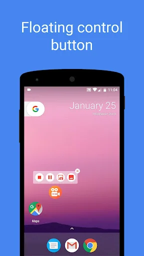 Screen Recorder floating control button for quick one-touch access to record screen, take screenshots with audio