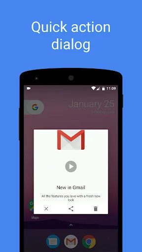 Quick action dialog showing app options with play button and actions to share, rename, or delete recordings