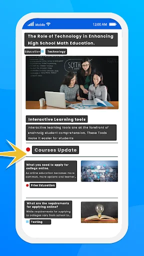 Screen Translator highlighting translated headline 'The Role of Technology in Enhancing High School Math Education' with live translation