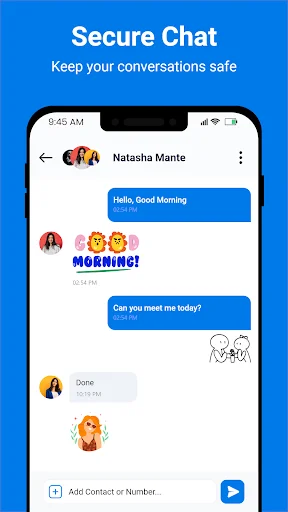 Secure chat conversation with emoji support showing encrypted message exchange and emoji reaction features