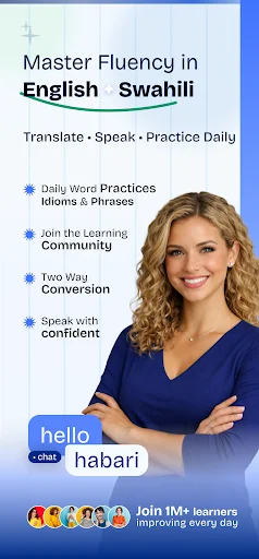 Master English and Swahili fluency with daily translation, speaking practice, and community learning features in Swahili translator app