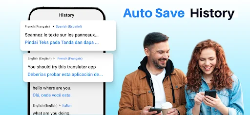 Auto Save History feature preserving translation history across multiple languages for quick access